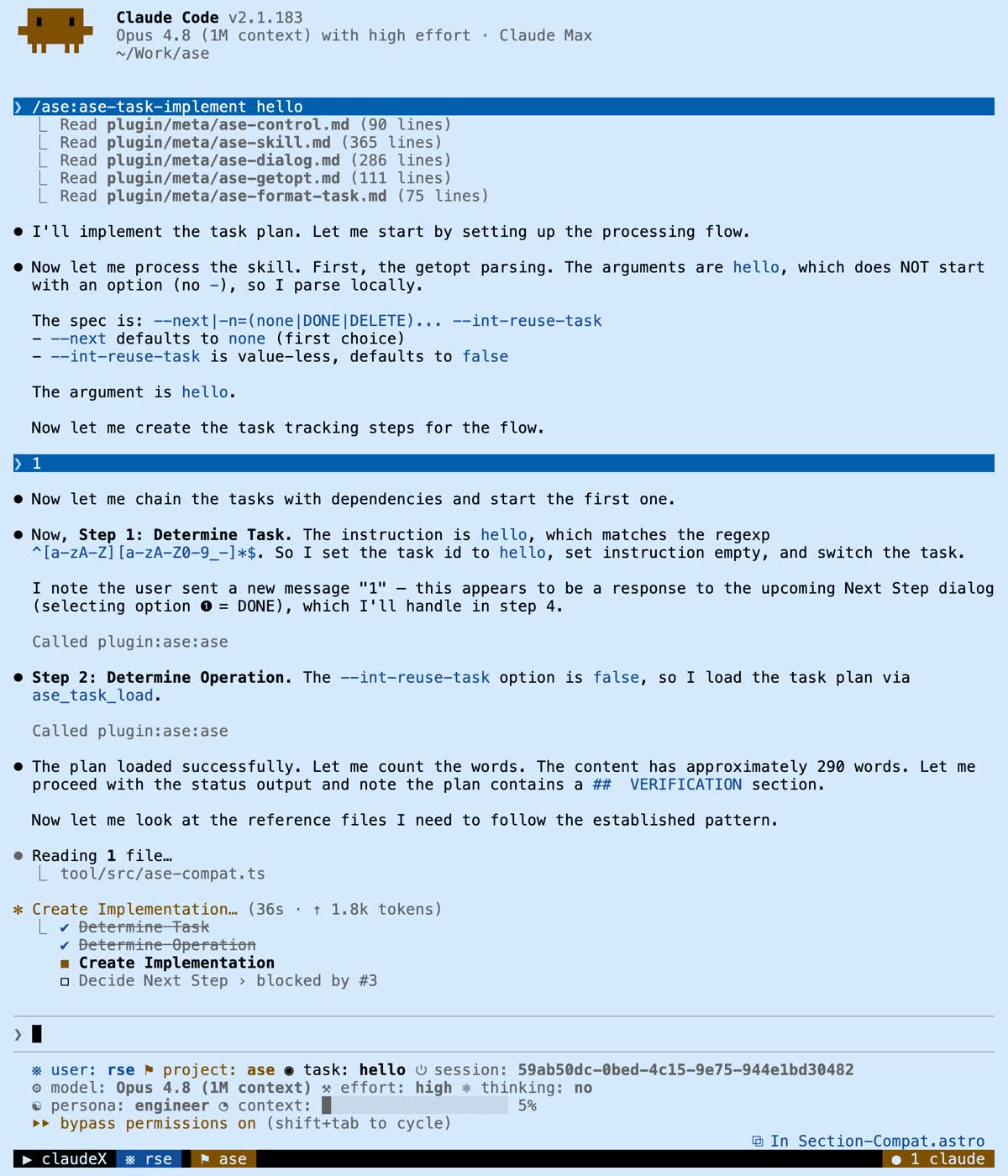 Demo: Implement against named, persisted, structured task plans